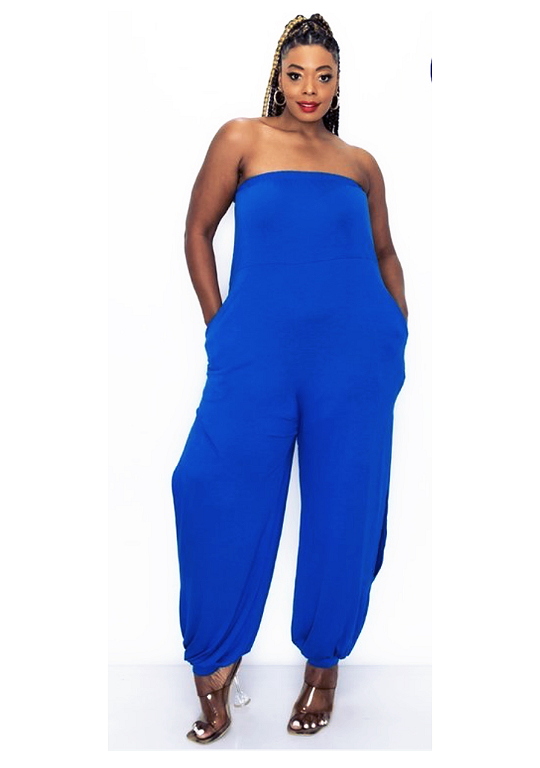 blue open jumpsuit